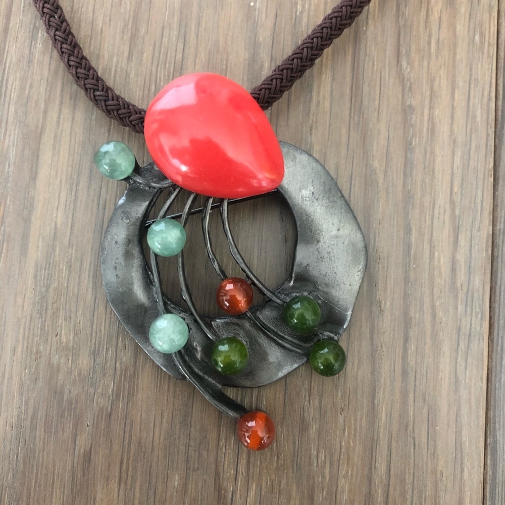 Unique Korean Pendant necklace brooch 2 in 1 rustic eccentric artsy bohemian